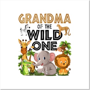 Grandma Of The Wild One Birthday 1st Safari Jungle Family Posters and Art